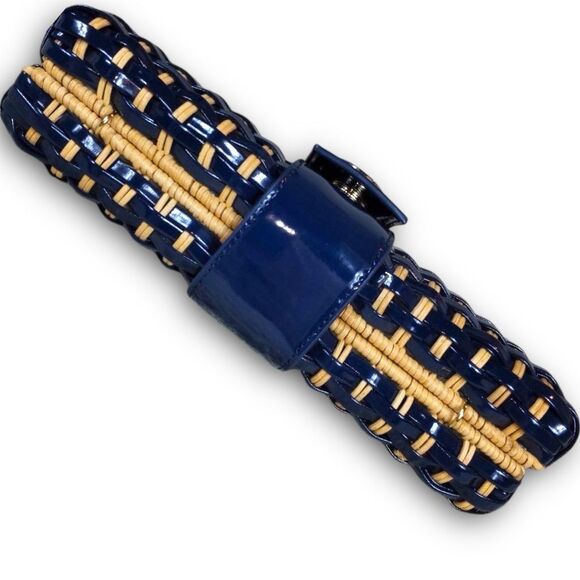 Tory Burch Woven Navy Leather Clutch - Picture 7 of 10